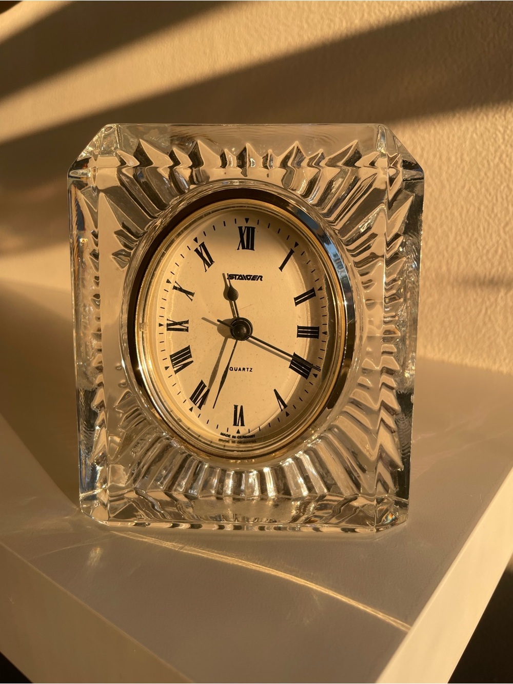 Vintage Staiger Lead Crystal Quartz Table Clock